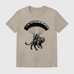 Мужская футболка хлопок Парашютист на льве