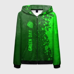 Мужская толстовка 3D на молнии Green Day - green gradient по-вертикали