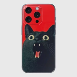 Чехол для iPhone 15 Pro Max силиконовый с защитой камеры Котик в шоке