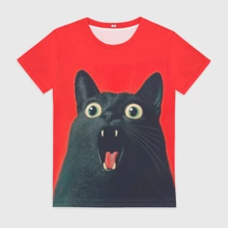 Женская футболка 3D Котик в шоке