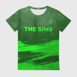 Женская футболка 3D The Sims - green gradient посередине
