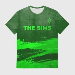 Мужская футболка 3D The Sims - green gradient посередине
