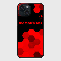 Чехол силиконовый для Apple iPhone 15 матовый No Man's Sky - red gradient посередине