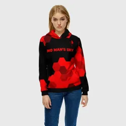 Женская толстовка 3D No Man's Sky - red gradient посередине - фото 2