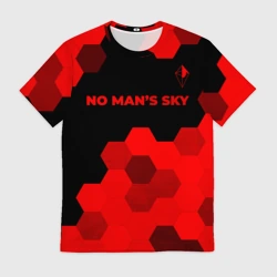 Мужская футболка 3D No Man's Sky - red gradient посередине
