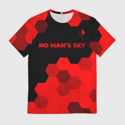 Мужская футболка 3D No Man's Sky - red gradient посередине