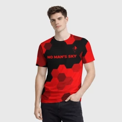 Мужская футболка 3D No Man's Sky - red gradient посередине - фото 2