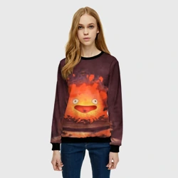 Женский свитшот 3D Кальцифер акварель - фото 2