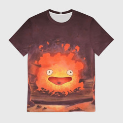 Мужская футболка 3D Кальцифер акварель