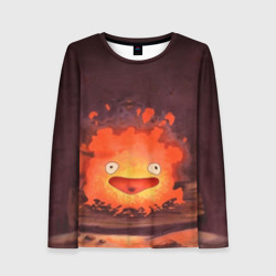 Женский лонгслив 3D Кальцифер акварель