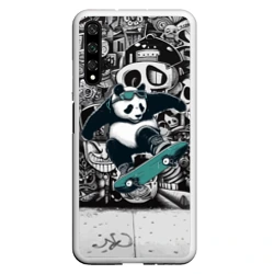 Чехол для Honor 20 Скейтбордист панда на фоне граффити