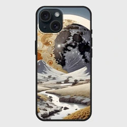 Чехол силиконовый для Apple iPhone 15 матовый Река и планеты