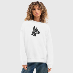 Женский свитшот oversize без начеса хлопок Доберман пинчер любимая собака - фото 2