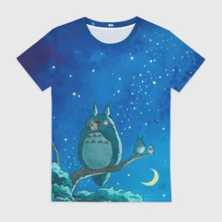Женская футболка 3D Тоторо акварель