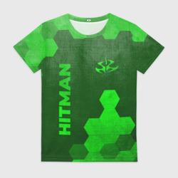 Женская футболка 3D Hitman - green gradient вертикально