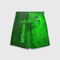 Детские спортивные шорты 3D Hitman - green gradient по-вертикали
