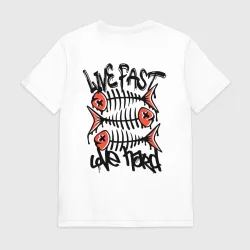 Мужская футболка хлопок Граффити live fast love hard, уличный стиль