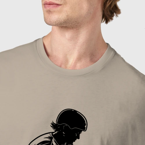 Мужская футболка хлопок с принтом Скейтбордист в движении сидя, фото #4