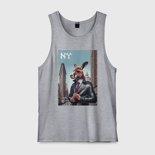 Мужская майка хлопок Kangaroo fashionista at the Flatiron building in New York - ai art