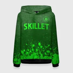 Женская толстовка 3D Skillet - green gradient посередине