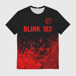 Мужская футболка 3D Blink 182 - red gradient посередине