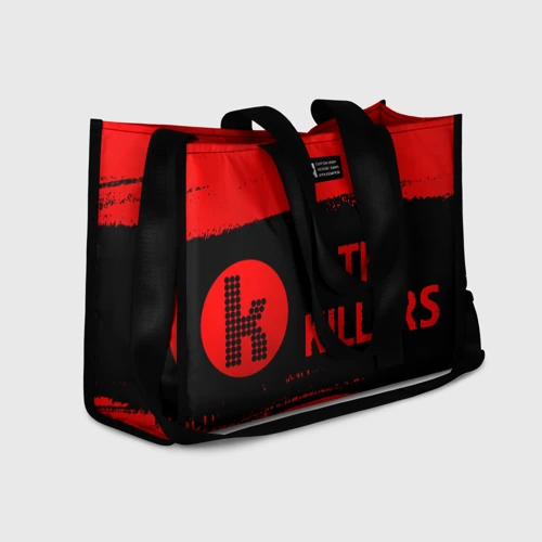 Сумка-шоппер 3D с принтом The Killers - red gradient по-горизонтали, фото #4
