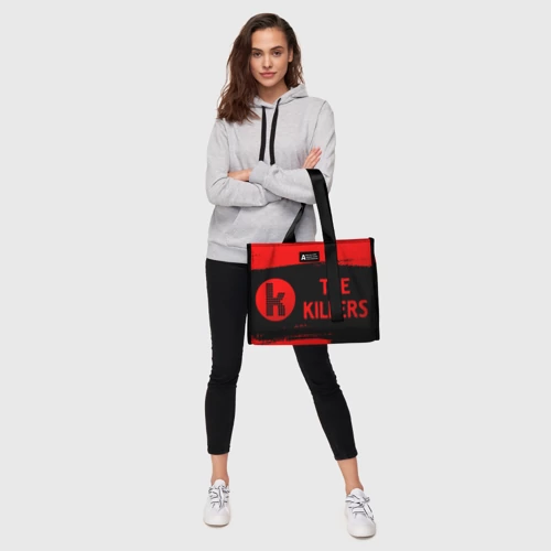 Сумка-шоппер 3D с принтом The Killers - red gradient по-горизонтали, фото #5