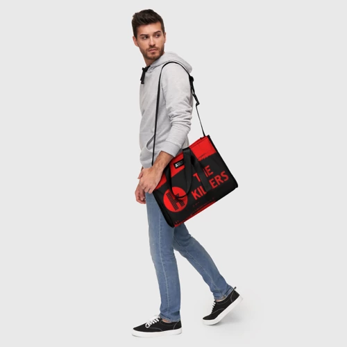 Сумка-шоппер 3D с принтом The Killers - red gradient по-горизонтали, фото #7