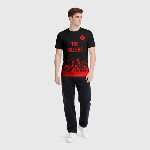 Мужская футболка 3D с принтом The Killers - red gradient посередине, вид сбоку #3