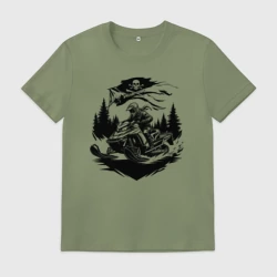 Мужская футболка хлопок Пиратский гонщик на снегоходе