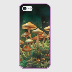 Чехол для iPhone 5/5S матовый Акварельные грибы
