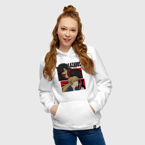 Женская толстовка хлопок с принтом Кристина и Аксель Лазарь, фото на моделе #1