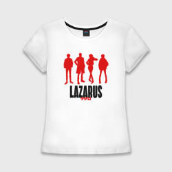 Женская футболка хлопок Slim Силуэты персонажей Лазарь
