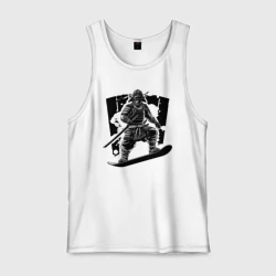 Мужская майка хлопок Самурай с катаной на скейтборде