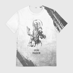 Мужская футболка 3D Iron Maiden - white gradient