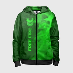 Детская толстовка 3D на молнии Free Fire - green gradient по-вертикали