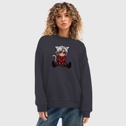 Женский свитшот oversize без начеса хлопок Devil May Cry - чиби Данте - фото 2