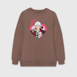 Женский свитшот oversize без начеса хлопок Devil May Cry - anime Данте романтик с розой в сердце