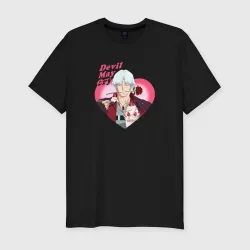 Мужская футболка хлопок Slim Devil May Cry - anime Данте романтик с розой в сердце