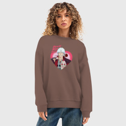 Женский свитшот oversize без начеса хлопок Devil May Cry - anime Данте романтик с розой в сердце - фото 2