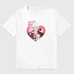 Мужская футболка хлопок Oversize Devil May Cry - anime Данте романтик с розой в сердце