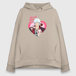 Женское худи Oversize хлопок Devil May Cry - anime Данте романтик с розой в сердце