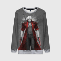 Женский свитшот 3D Dmc - Дьявол может плакать - боевой Данте с горящими глазами