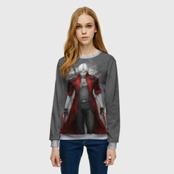 Женский свитшот 3D Dmc - Дьявол может плакать - боевой Данте с горящими глазами - фото 2