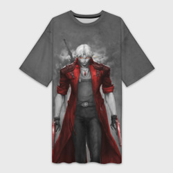Платье-футболка 3D Dmc - Дьявол может плакать - боевой Данте с горящими глазами