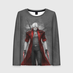 Женский лонгслив 3D Dmc - Дьявол может плакать - боевой Данте с горящими глазами