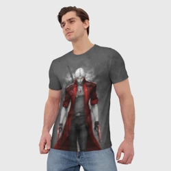 Мужская футболка 3D Dmc - Дьявол может плакать - боевой Данте с горящими глазами - фото 2
