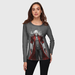 Женский лонгслив 3D Dmc - Дьявол может плакать - боевой Данте с горящими глазами - фото 2