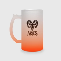 Кружка пивная матовое стекло Овен символ силы 