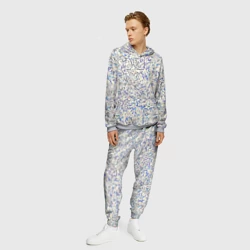 Мужской костюм с толстовкой 3D Мелкая мозаика перламутровый серо-голубой  - фото 2